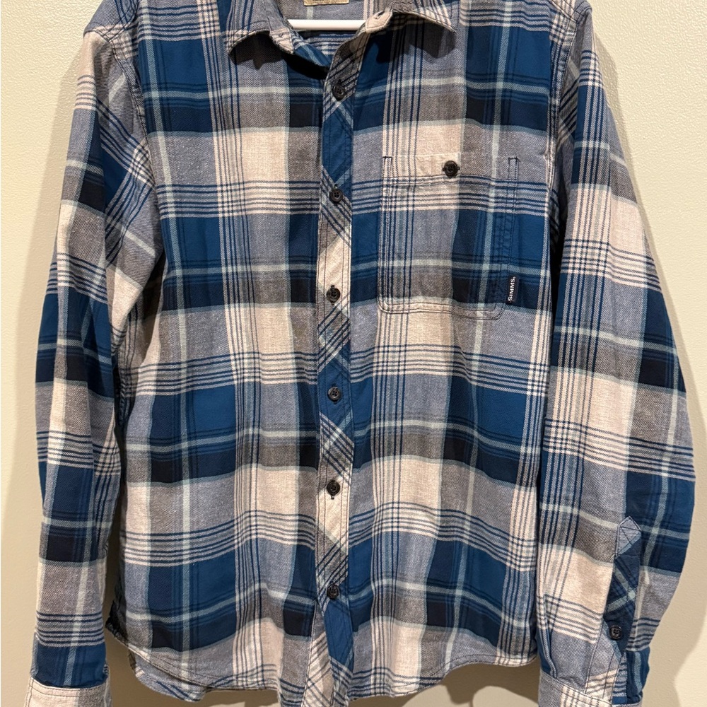 Blue and White Plaid Men's Shirt